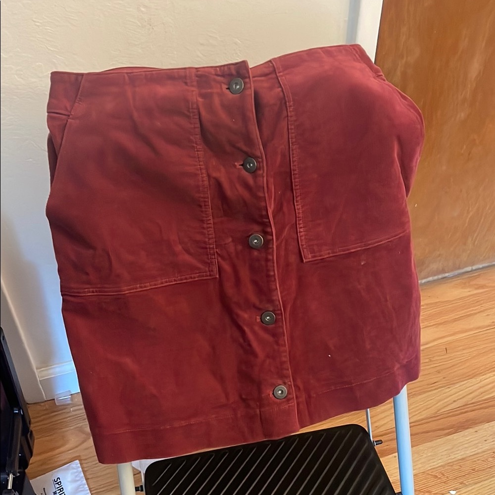 Uniqlo corduroy mini Red Button-Front Skirt